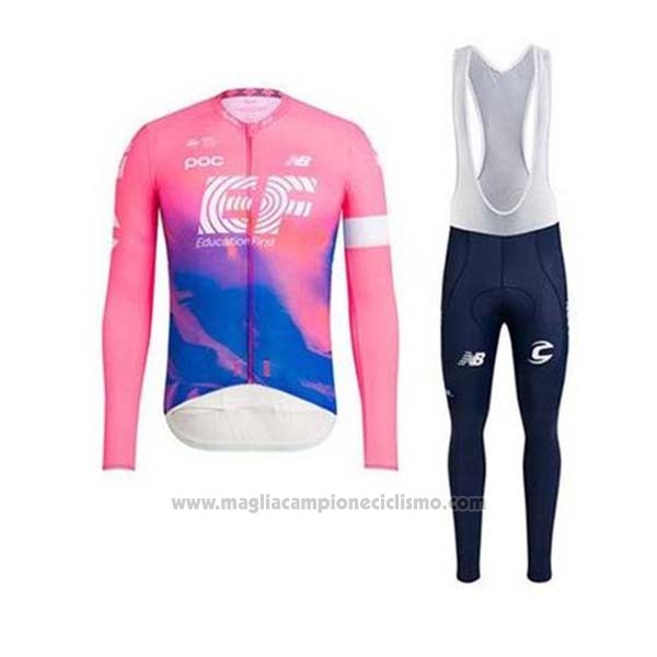 2020 Abbigliamento Ciclismo EF Education First Rosa Manica Lunga e Salopette